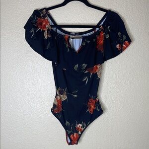 Love Culture Black Floral Bodysuit